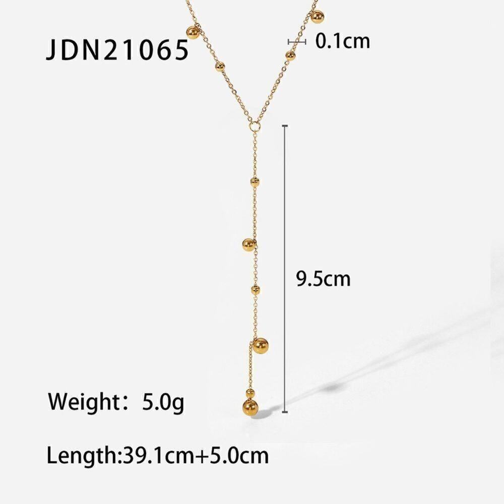 18K Gold Plated Dainty Beaded Y Lariat Necklace - Picture 10 of 11